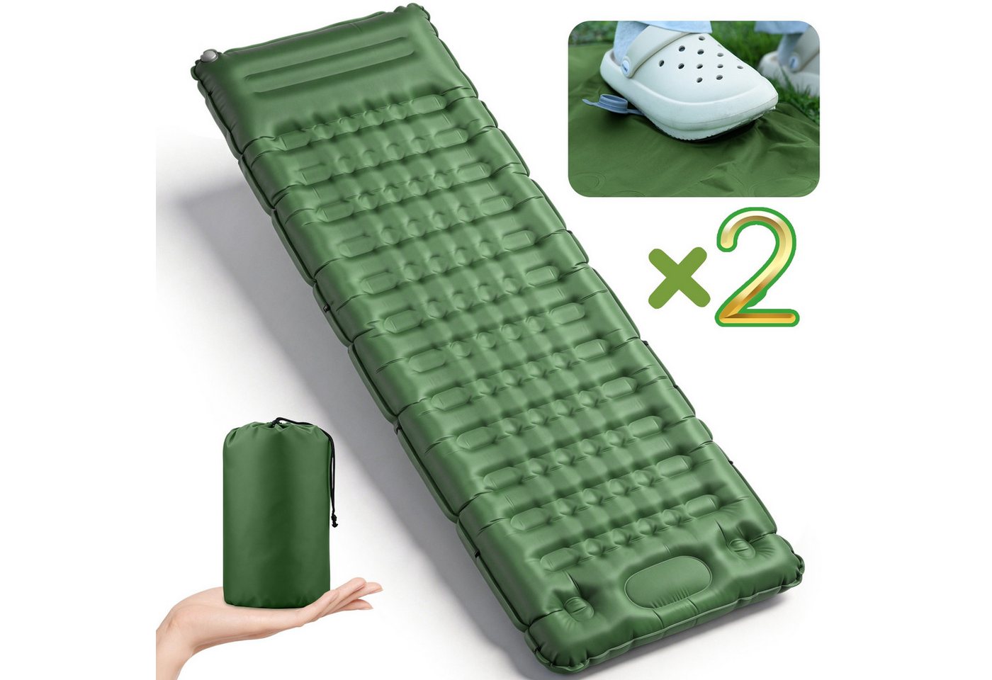 CkeyiN Isomatte Selbstaufblasende Campingmatte für Camping/Outdoor 185*60*10cm, (2-tlg), (für 1 Personen, 1-tlg), Campingmatratze Ultraleicht mit Kissen Bild 5