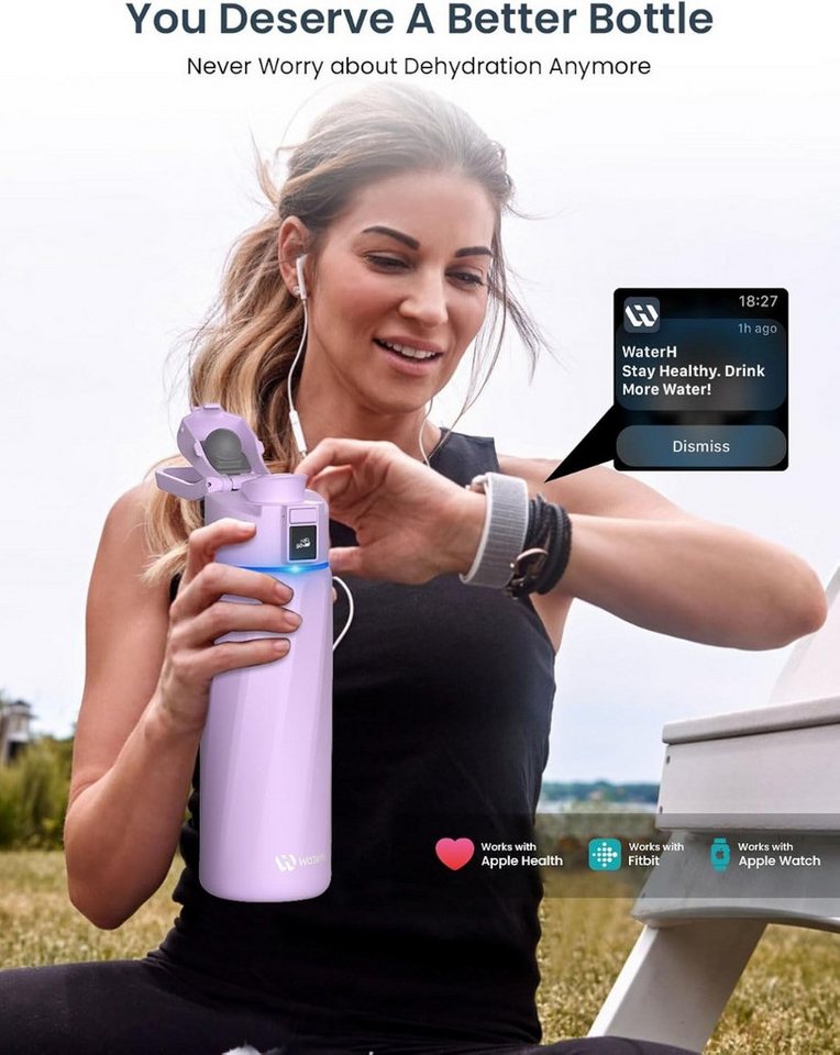 WaterH Trinkflasche Boost, LED-Touch-Display, 710 ml, Violett Bild 5