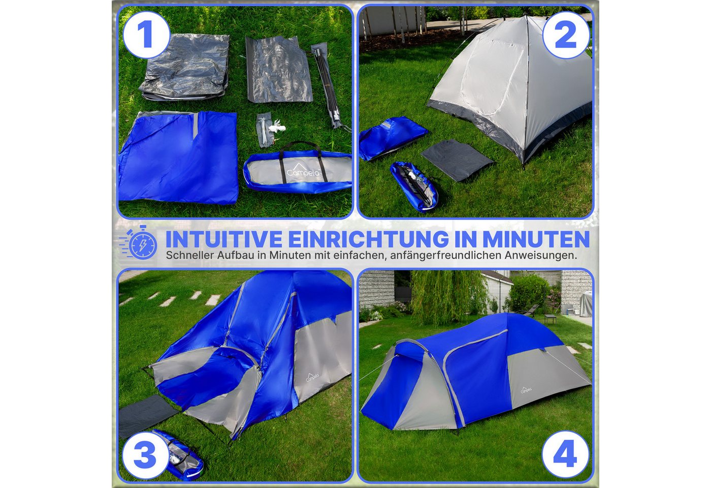 Campela Biwakzelt 3-Personen Zelt – wasserdicht & leicht – Camping & Trekking – Vorraum, Personen: 3 Bild 2
