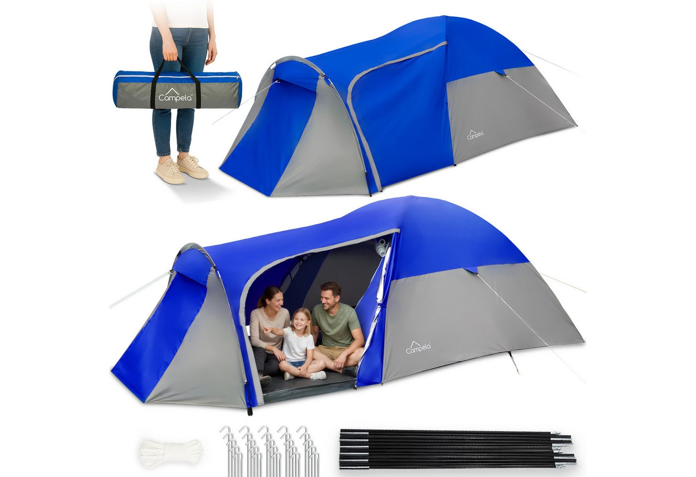 Campela Biwakzelt 3-Personen Zelt – wasserdicht & leicht – Camping & Trekking – Vorraum, Personen: 3 Bild 4