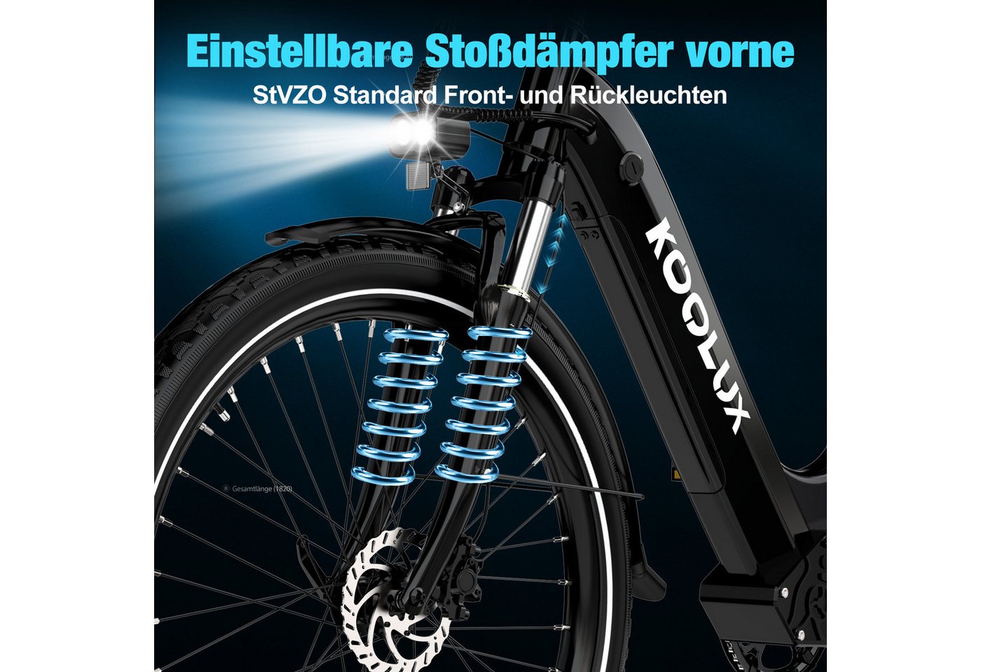 KOOLUX E-Bike 26/27,5 Zoll Elektrofahrrad für Damen/Herren,elektro-cityrad, Heckmotor, 624 Wh, Elektrofahrrad 7-Gang Shimano 48V13AH Herausnehmbare Batterie