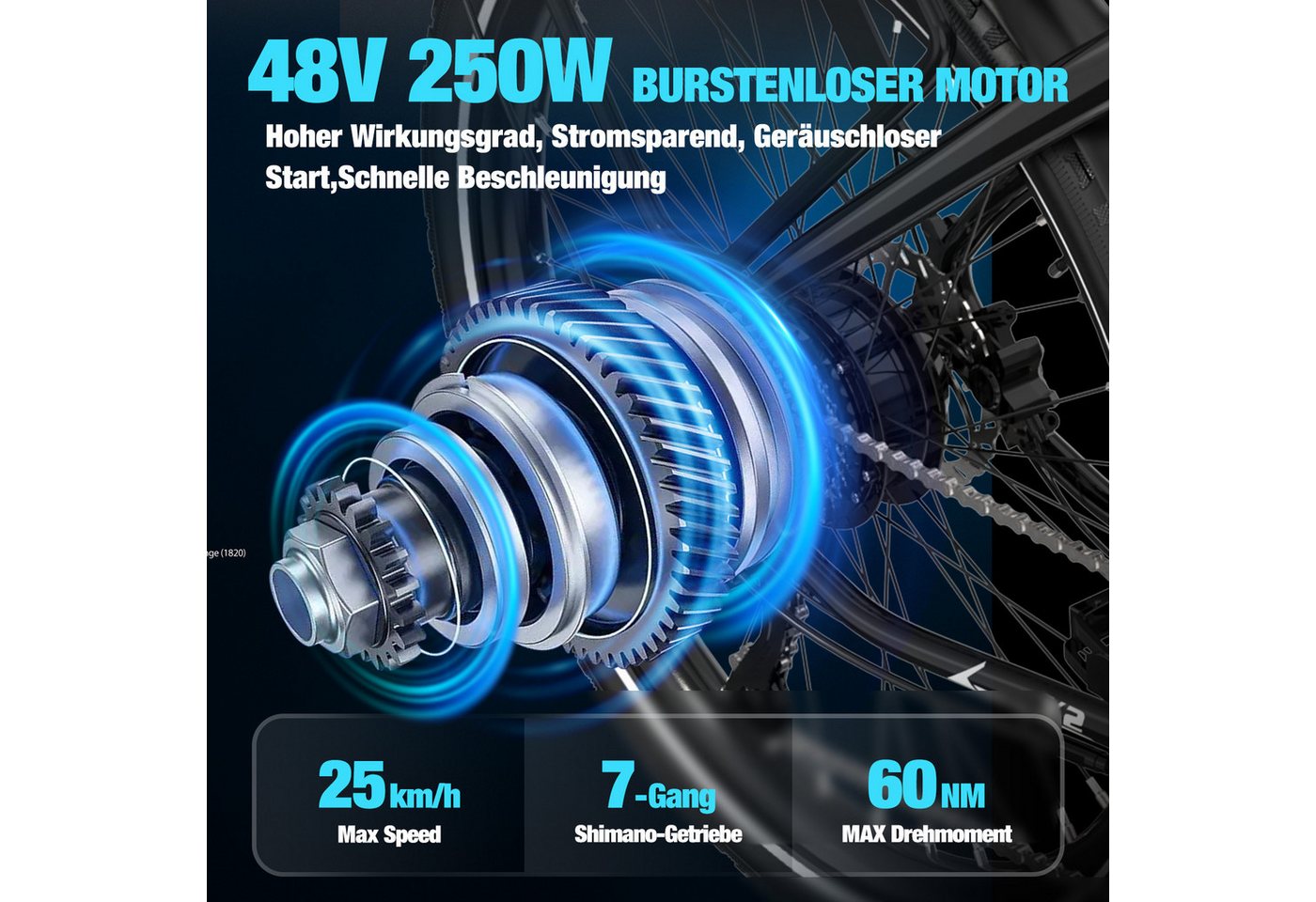 KOOLUX E-Bike 26/27,5 Zoll Elektrofahrrad für Damen/Herren,elektro-cityrad, Heckmotor, 624 Wh, Elektrofahrrad 7-Gang Shimano 48V13AH Herausnehmbare Batterie Bild 5
