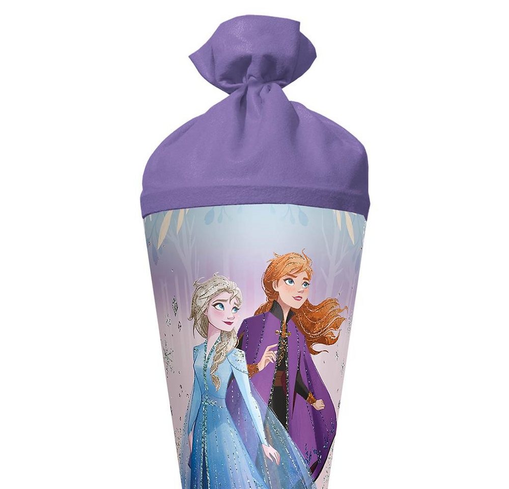 Roth Schultüte Disney Frozen mit Glitter, 70cm, rund, mit Rot(h)-Spitze und lilafarbigem Filz