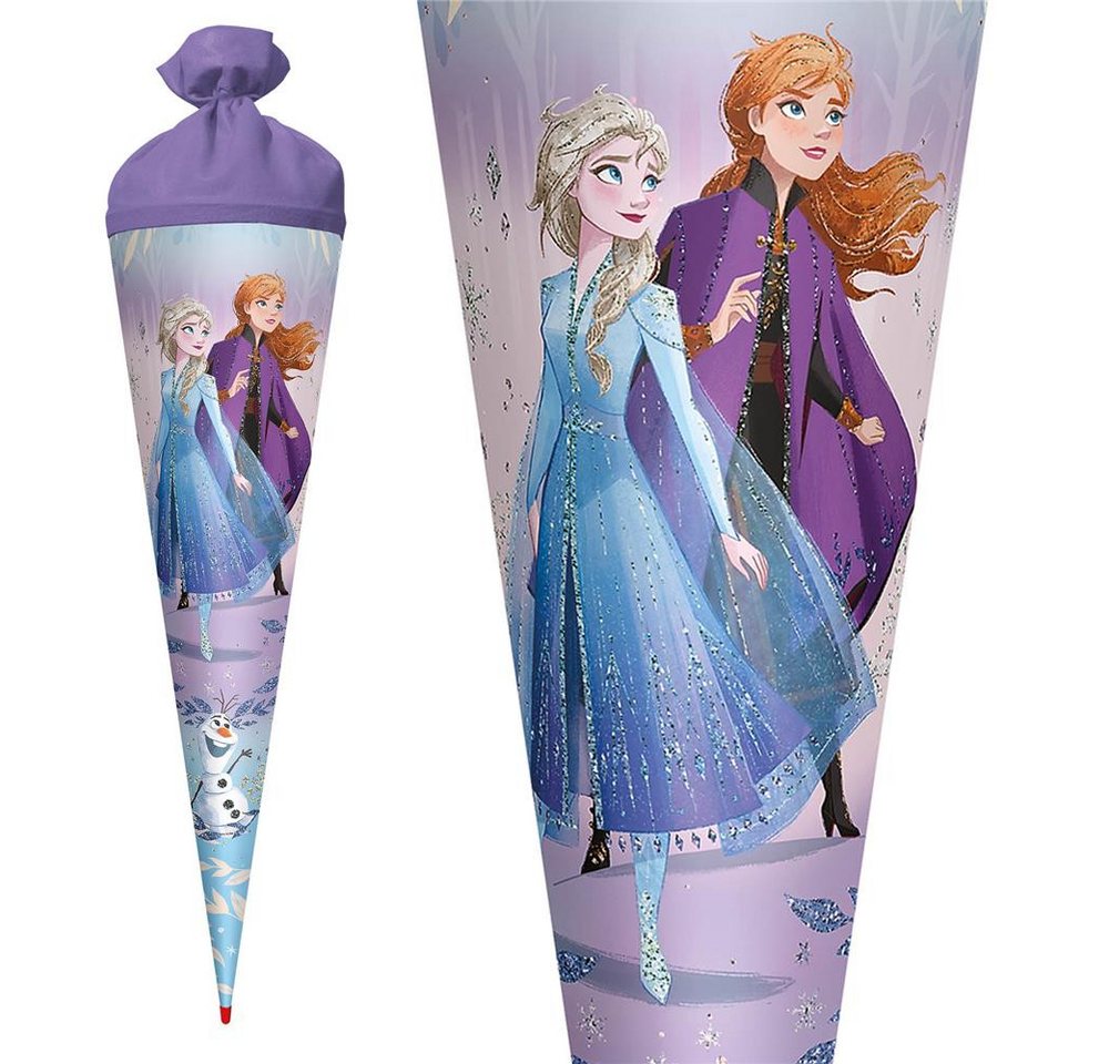 Roth Schultüte Disney Frozen mit Glitter, 70cm, rund, mit Rot(h)-Spitze und lilafarbigem Filz Bild 3