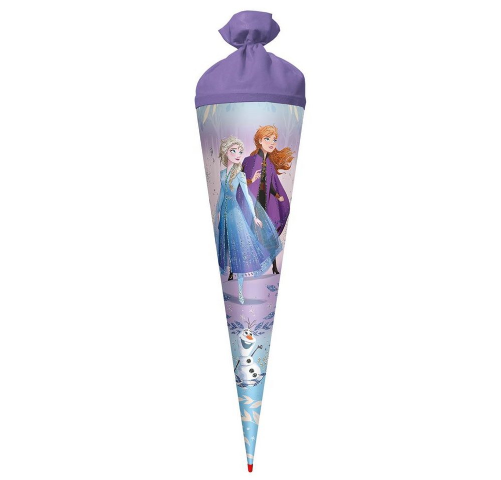 Roth Schultüte Disney Frozen mit Glitter, 70cm, rund, mit Rot(h)-Spitze und lilafarbigem Filz Bild 4