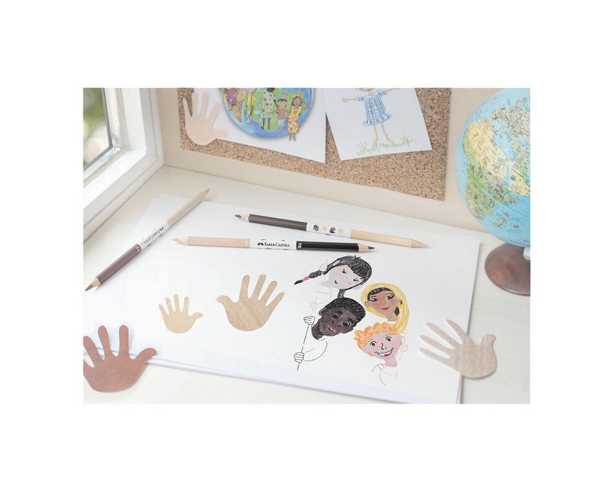 Faber-Castell Buntstift Children of the World, (3-tlg), 2 Farben pro Stift, mischbar