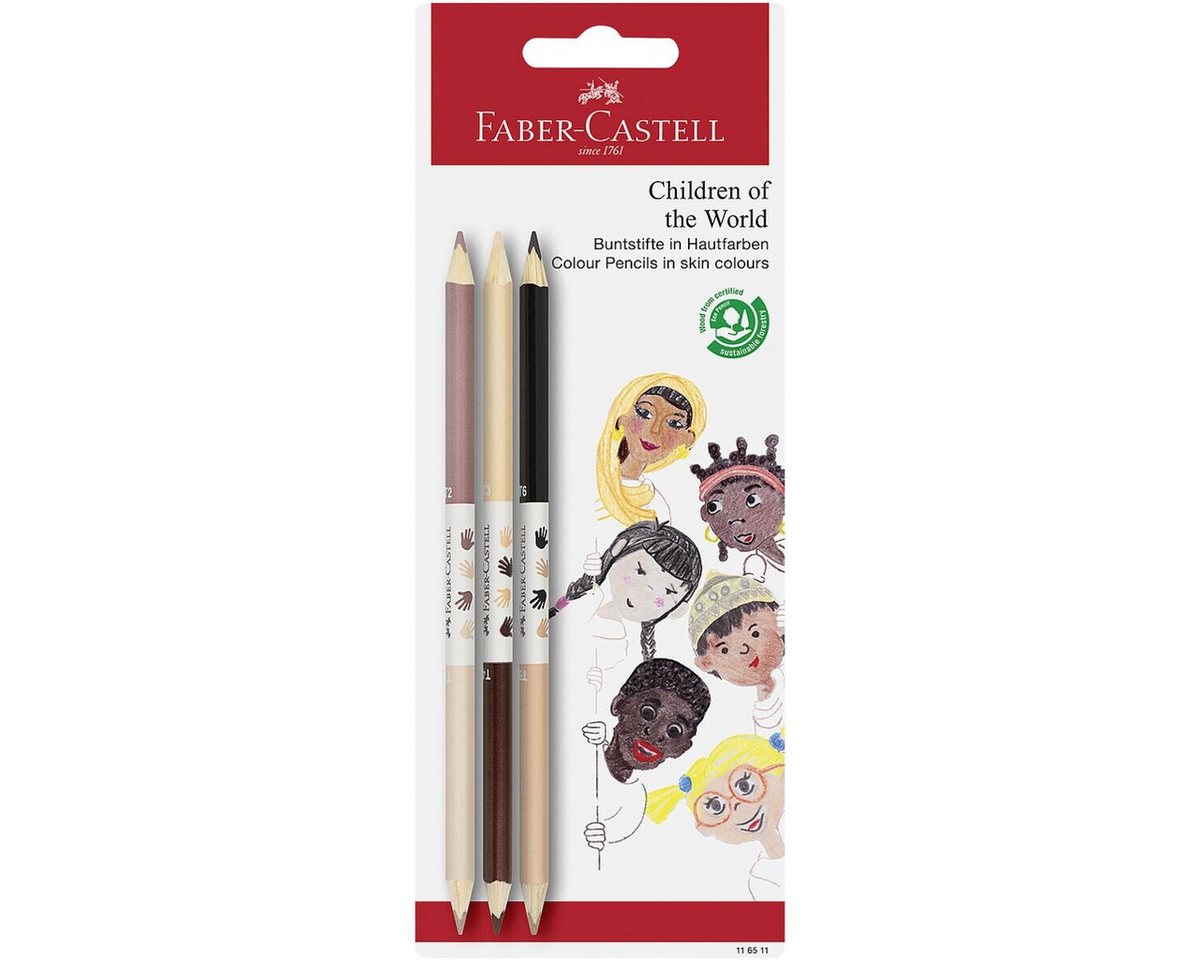 Faber-Castell Buntstift Children of the World, (3-tlg), 2 Farben pro Stift, mischbar Bild 2