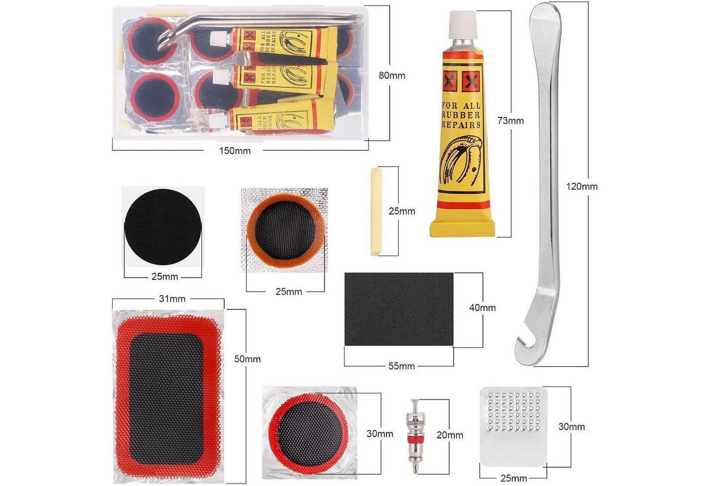 LuxusKollektion Fahrradständer 48-teiliges Fahrrad Flickzeug Set für Reifenreparatur & Notfall-Sets Bild 3