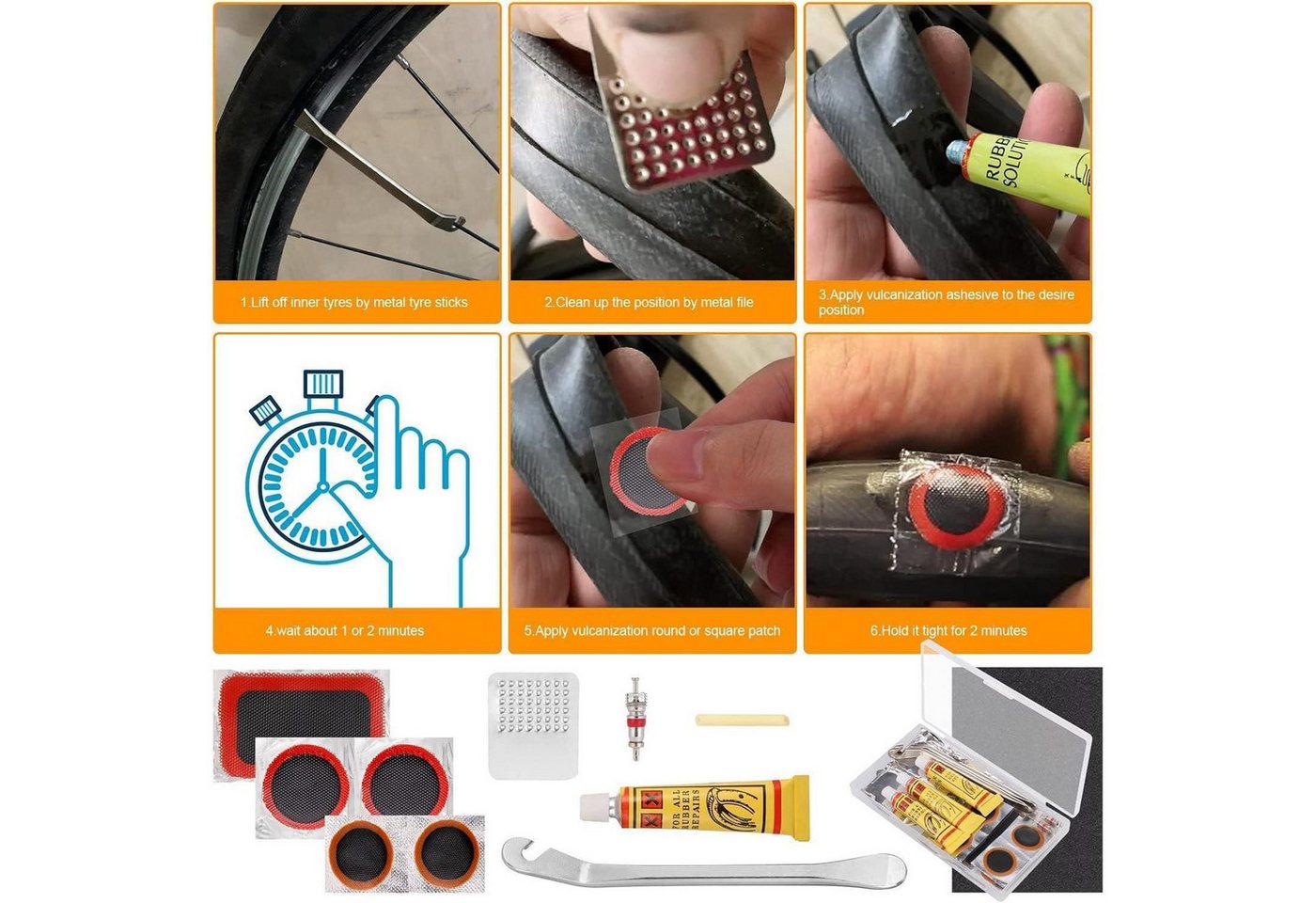 LuxusKollektion Fahrradständer 48-teiliges Fahrrad Flickzeug Set für Reifenreparatur & Notfall-Sets Bild 4