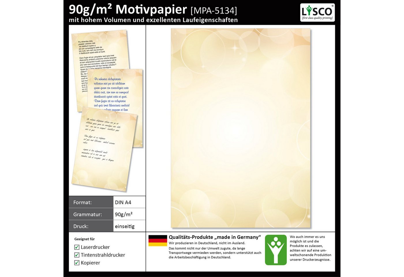 LYSCO Briefpapier Motivpapier Bubbles und Seifenblasen DIN A4, gut beschreibbar, seifig lustige Atmosphäre, für alle Drucker geeignet.