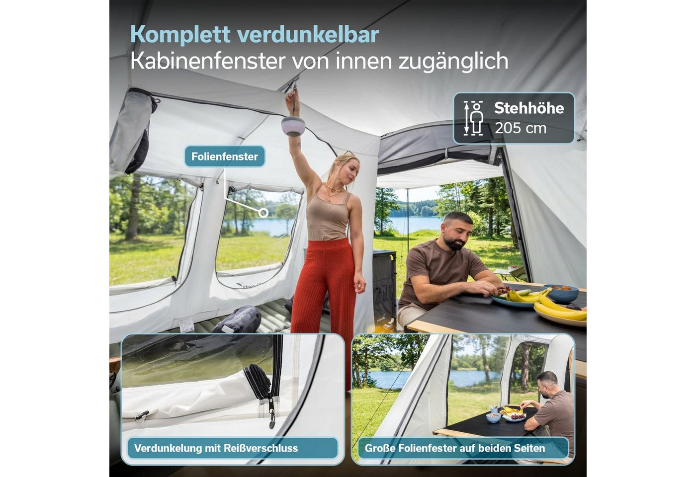 Skandika Tunnelzelt Busvorzelt Camper Tramp 2 Protect XL, Vorzelt 2-4 Personen, Personen: 2 (eingenähter Boden, Front- und Seitentür mit Moskitonetz versehen), 3000 mm Wassersäule, freistehend nutzbar, Maße (350 + 95)×320x205 cm Bild 2