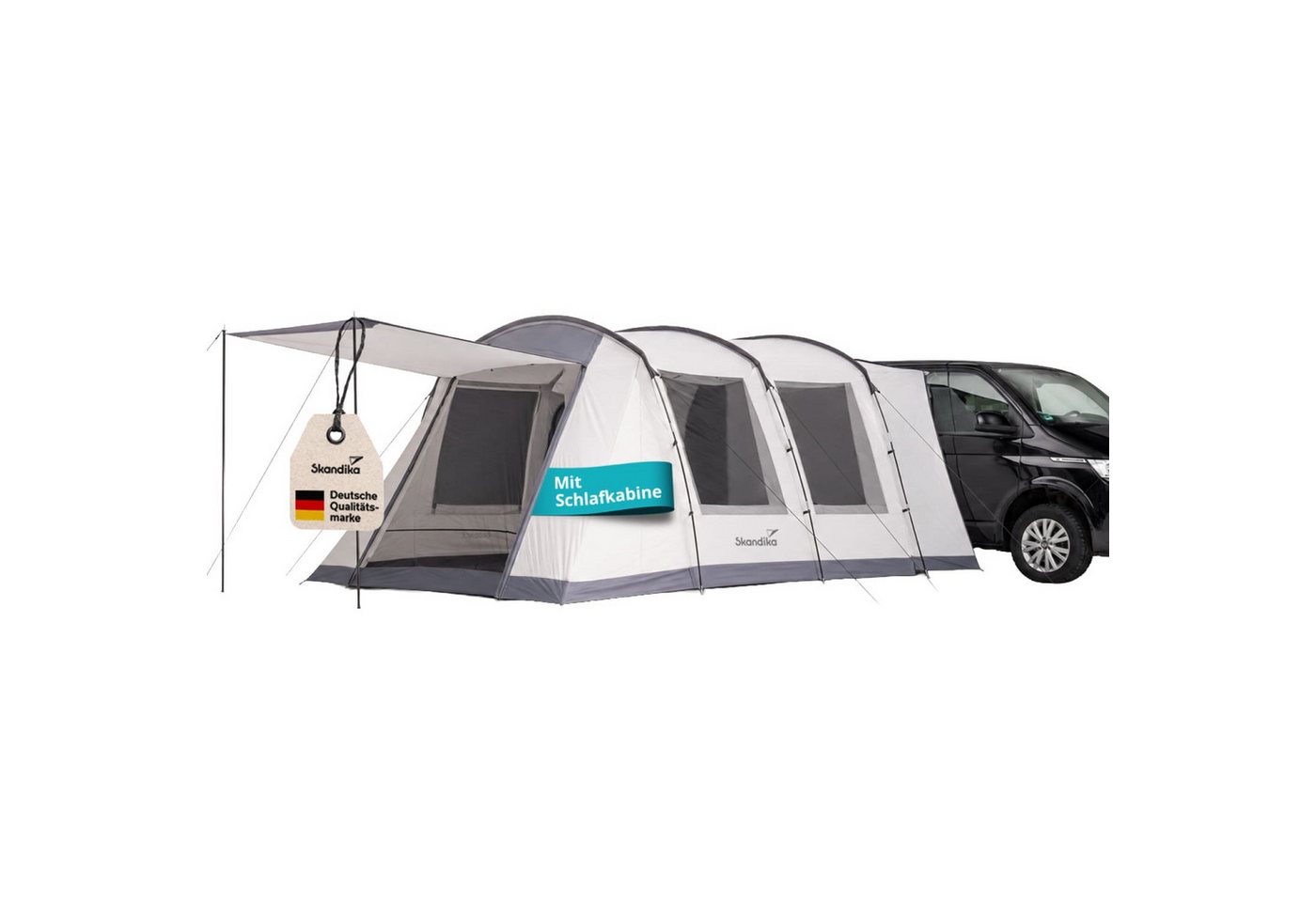 Skandika Tunnelzelt Busvorzelt Camper Tramp 2 Protect XL, Vorzelt 2-4 Personen, Personen: 2 (eingenähter Boden, Front- und Seitentür mit Moskitonetz versehen), 3000 mm Wassersäule, freistehend nutzbar, Maße (350 + 95)×320x205 cm Bild 4