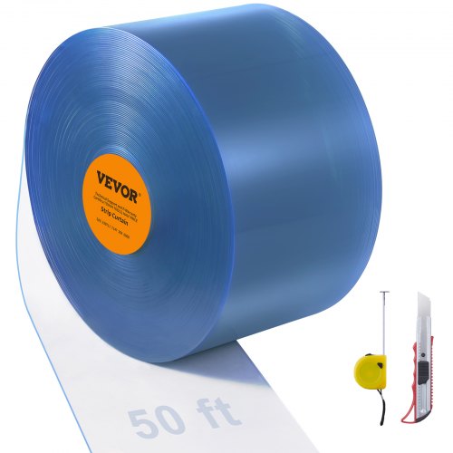 VEVOR Streifenvorhang Lamelle Lamellenvorhang Transparent Weich-PVC und DOTP Meterware 2mm Stärke 20x1524cm PVC Streifenvorhang inkl. Universalmesser und 3 m langes Maßband