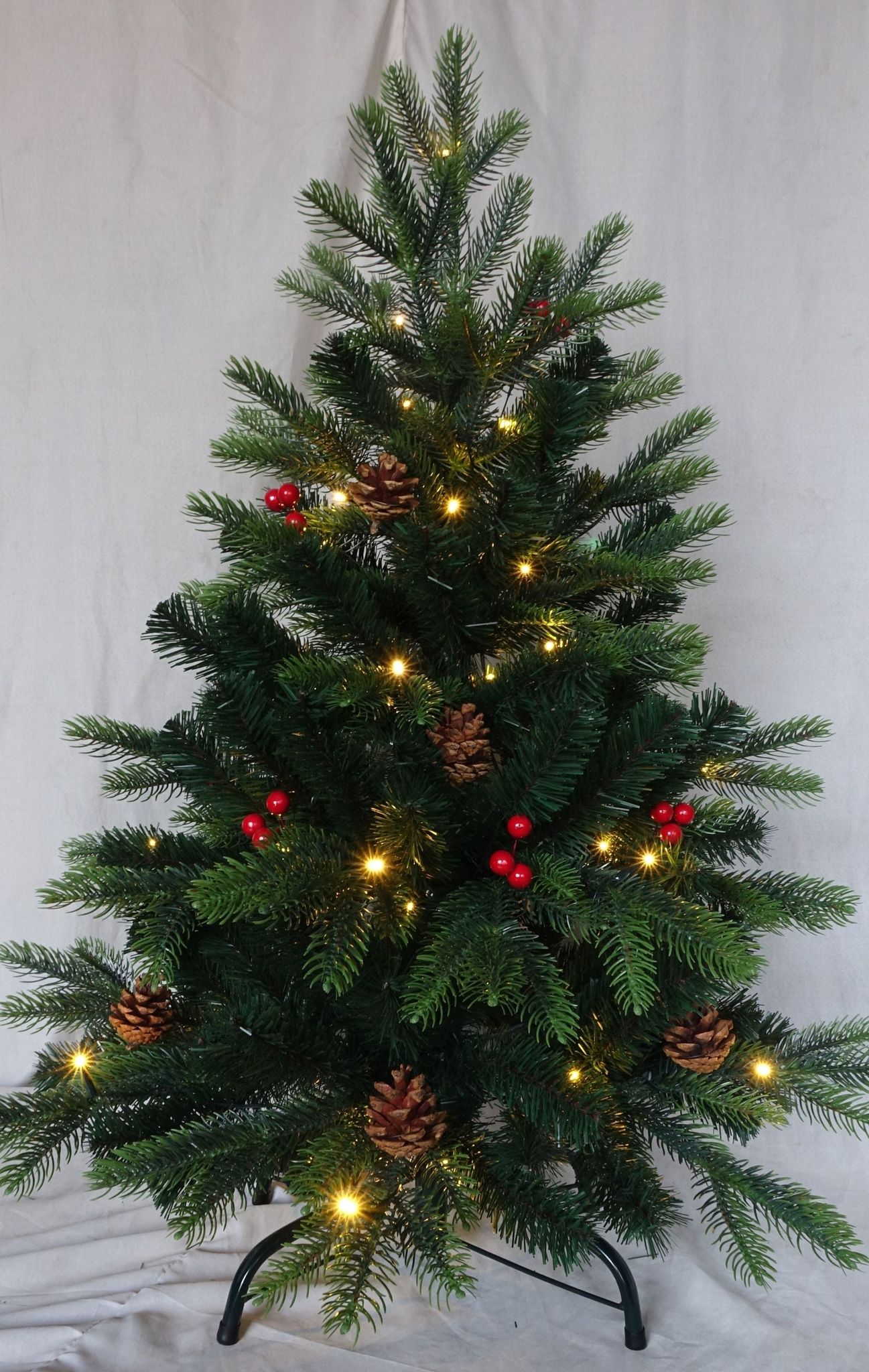Dekorierter Led-weihnachtsbaum, Warmweiße Beleuchtung, Höhe 90 Cm