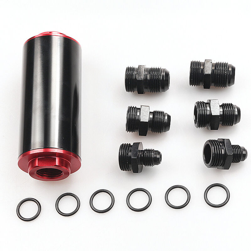Kraftstofffilter – Universeller An6 Inline-kraftstofffilter Mit Hohem Durchfluss, 100 Mikron, Aluminium, Für Kraftfahrzeuge (schwarz)
