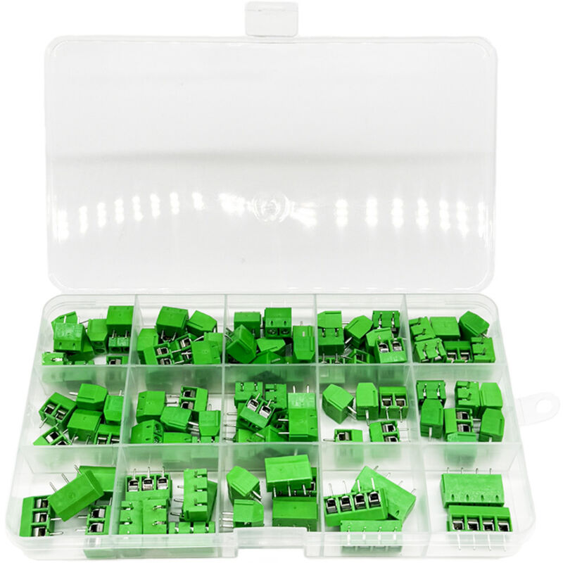 100 Stück 5 Mm Rastermaß 2-pin/3-pin/4-pin Pcb-schraubklemmenblöcke Für Arduino (85 X 2-pin, 10 X 3-pin, 5 X 4-pin, Grün)
