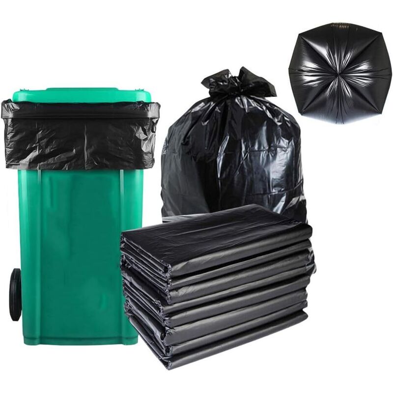 50 Stück Müllsäcke, Schwarze Plastikmüllsäcke, Große, Dicke Müllsäcke, Geeignet Für Haushalt, Küche, Garten Usw. (80 X 100 Cm)