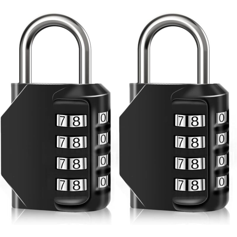4-stelliges Wasserdichtes Zahlenschloss Aus Zinklegierung, Für Türen, Werkzeugkästen, Schulen, Turnhallen, Zäune, Schließfächer Und Lagereinheiten (2er-pack)
