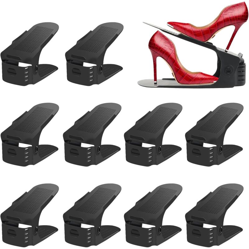 10 Verstellbare Schuhregale, Schuhorganizer, Stapelbare Schuhhalter, Platzsparende Schuhaufbewahrungslösung, Pp-material