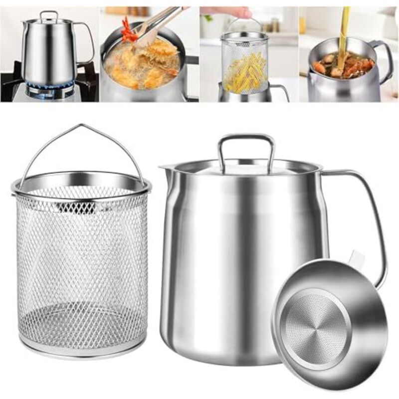 2-liter-edelstahl-kochtopf Mit Sieb, Speckfettbehälter Mit Siebeinsatz Und Bratkorb, 2-in-1-ölsieb, Ölabscheider, Behälter, Kitchenaid.