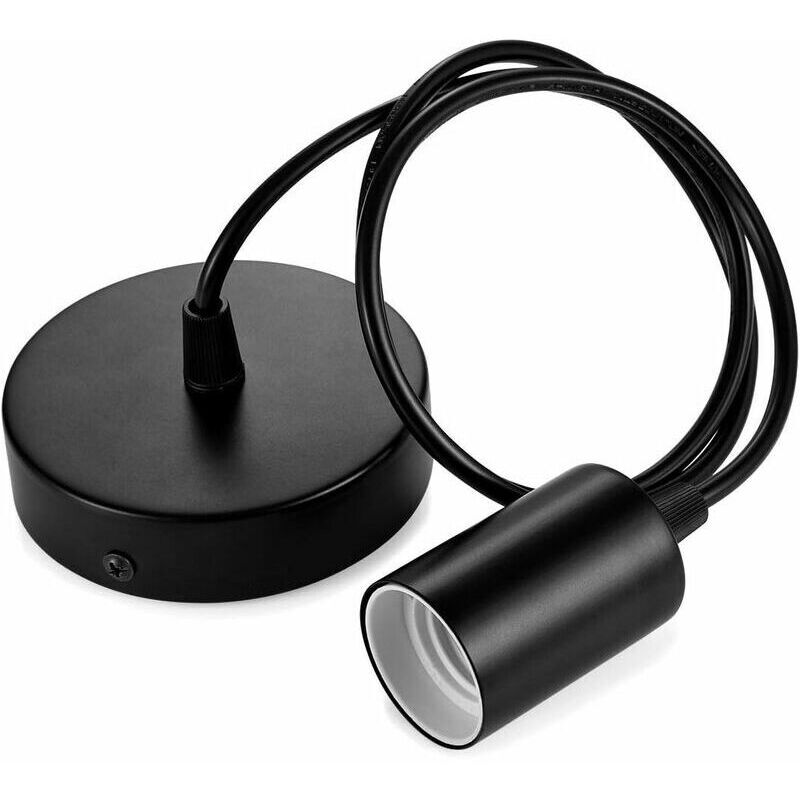 Metallene Pendelleuchte, E27-fassung Mit Kabel, Länge 100 Cm, Ideal Für Die Deckenbeleuchtung, Farbe: Schwarz.