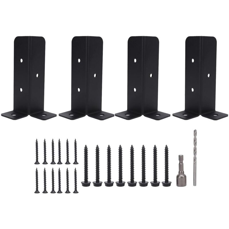 Hochleistungs-pfostenankerhalterungen, 4er-set, Montagesatz Mit Metallbasis, Universalhalterungen Für Terrassen-, Zaun- Und Verandageländer, Kompatibel Mit Holzpfosten.