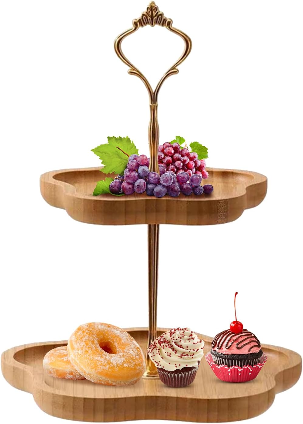 Zweistöckiger Tortenständer Aus Holz, Luftiger Präsentationsständer Für Cupcakes, Desserts Und Obst