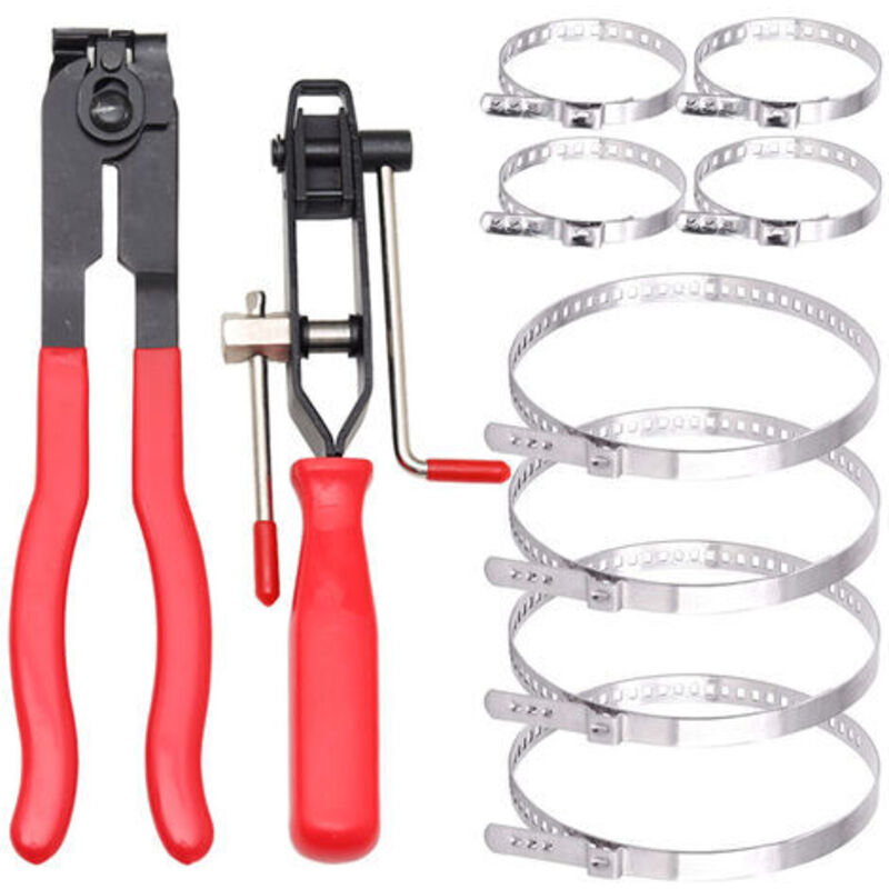 Crimpwerkzeug-set Für Durchgehende Einsträngige Schlauchschellen, Kugelkäfig-entfernungswerkzeug, 8-teiliges Schlauchschellen-set, Universal-schlauchschelle Und Crimpbänder