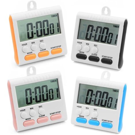 24-stunden-küchentimer, Kindertimer (4er-set), Digitale Stoppuhr Mit Vier Farben Und Alarm, Große Größe, Geeignet Für Küchen, Duschräume, Badezimmer, Kinderzimmer, Klassenzimmer Usw.