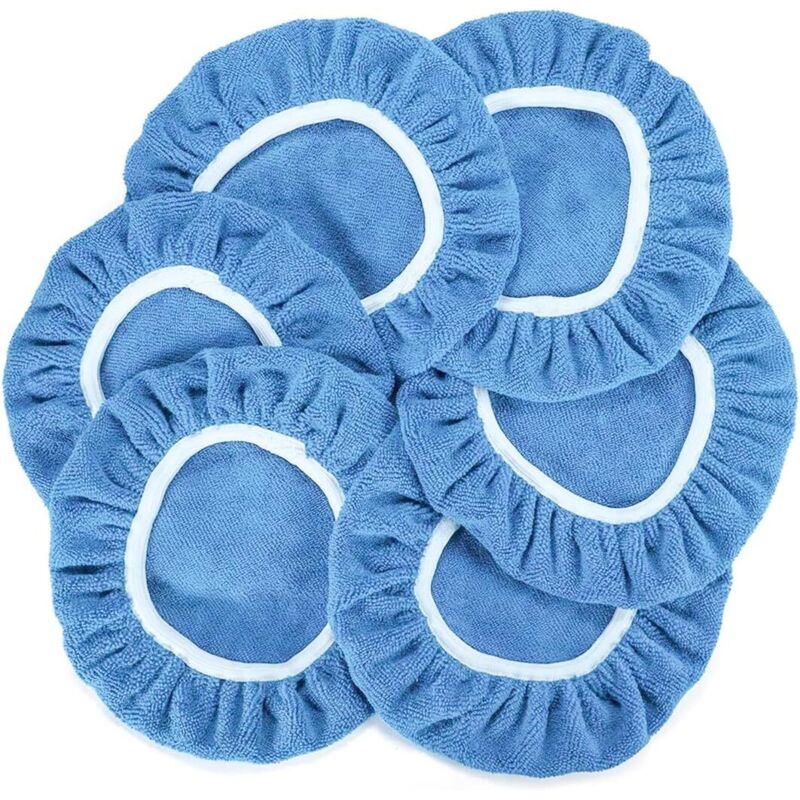 Set Mit 6 Autopolierpads (225-250 Mm), Mikrofaser-polierpads Für Motorhauben, Polierpad-abdeckung Für Motorhauben (hellblau)