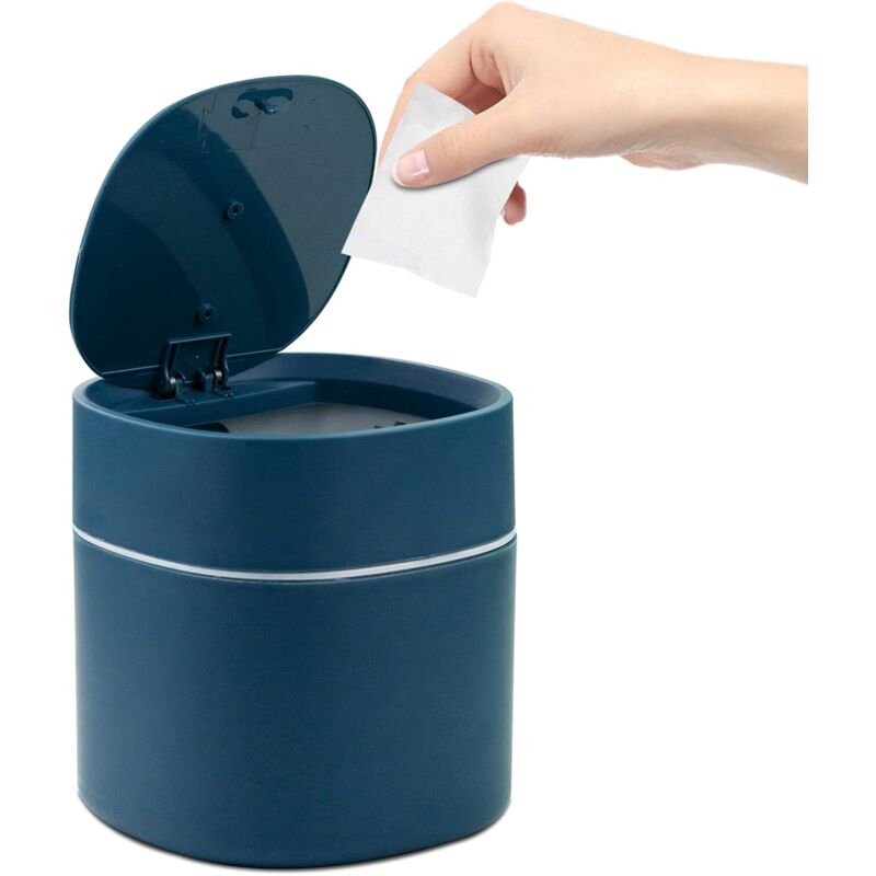 Mini-abfalleimer Mit Deckel, 2 Liter, Kleiner Büro-abfalleimer, Spind, Polypropylen-material, Etc. (blau 13x13x16cm)