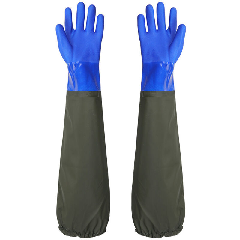 Wasserdichte, Mattierte Gummihandschuhe (68,5 Cm), Beflocktes Futter, Elastische Bündchen – Für Teichreinigung, Chemische Industrie, Landwirtschaft, Angeln Und Bauwesen