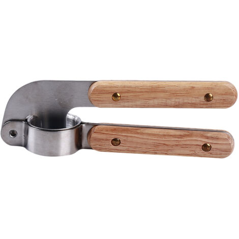 Knoblauchpresse Aus Edelstahl, Knoblauchpresse Zum Zerkleinern Von Knoblauch, Professionelles Knoblauchpresswerkzeug Mit Holzgriff