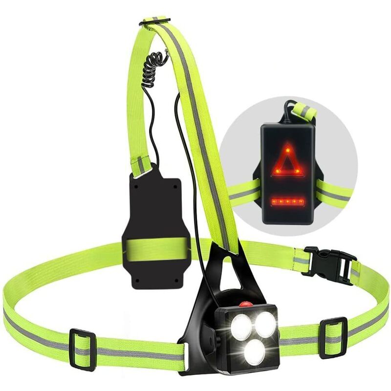 Lauflampe Mit Usb-ladefunktion, Brustlampe, Outdoor-lauflampe Für Bergsteiger Bei Nacht, 3-flammige Lauflampe