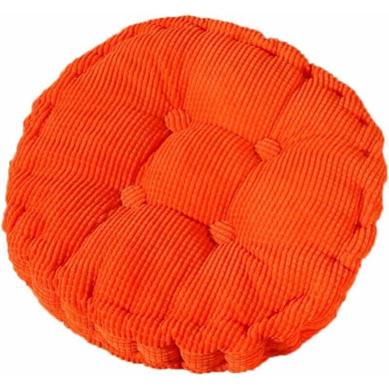 Stuhlkissen, Dick Gepolstert, Gesteppt, Rund, Für Drinnen Und Draußen, Rundes Kissen, Orange