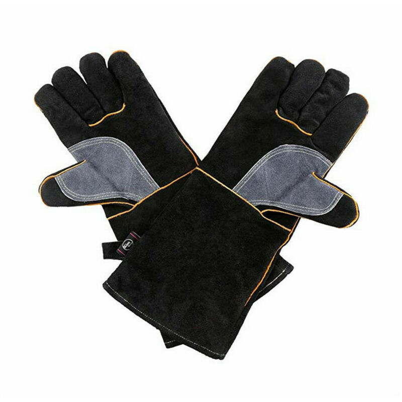 Schweißerhandschuhe Aus Rindsleder, Verschleißfest, Wärmeisolierend Und Hitzebeständig, Grillhandschuhe Für Den Außenbereich, 14 Zoll