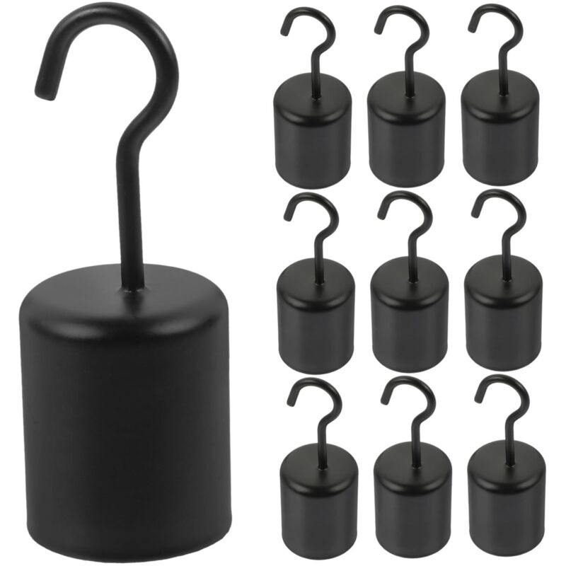 10 Stück Vintage-hängehaken Aus Schwarzem Metall Für Leuchten, Robustes Set Für Innen- Und Außenbeleuchtung, Retro-zubehör Zum Aufhängen Von Seilen