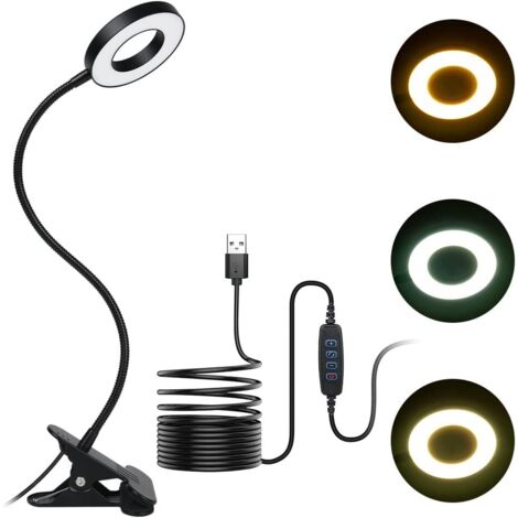 Klemmbare Schreibtischlampe, 48 Leds, 3 Farbmodi, Nachttischlampe, 360° Flexibler Schwanenhals Für Bett/schreibtisch/nachttisch