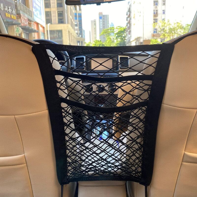 3-lagige Aufbewahrungstasche Aus Netzgewebe Fürs Auto, Elastische Netztasche Zur Aufbewahrung Zwischen Den Sitzen, Kindersicherungsgitter, Aufbewahrungstasche Aus Netzgewebe Für Die Fahrerseite