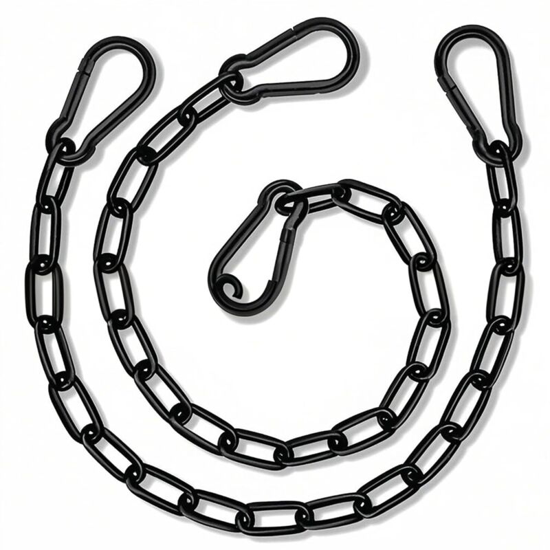 2 Stück Edelstahlkette, Stabile Verlängerungskette, Stahlkettenglieder, 50 Cm Lange Schwarze Kette, Für Gartentore Und Käfigtore Für Haustiere