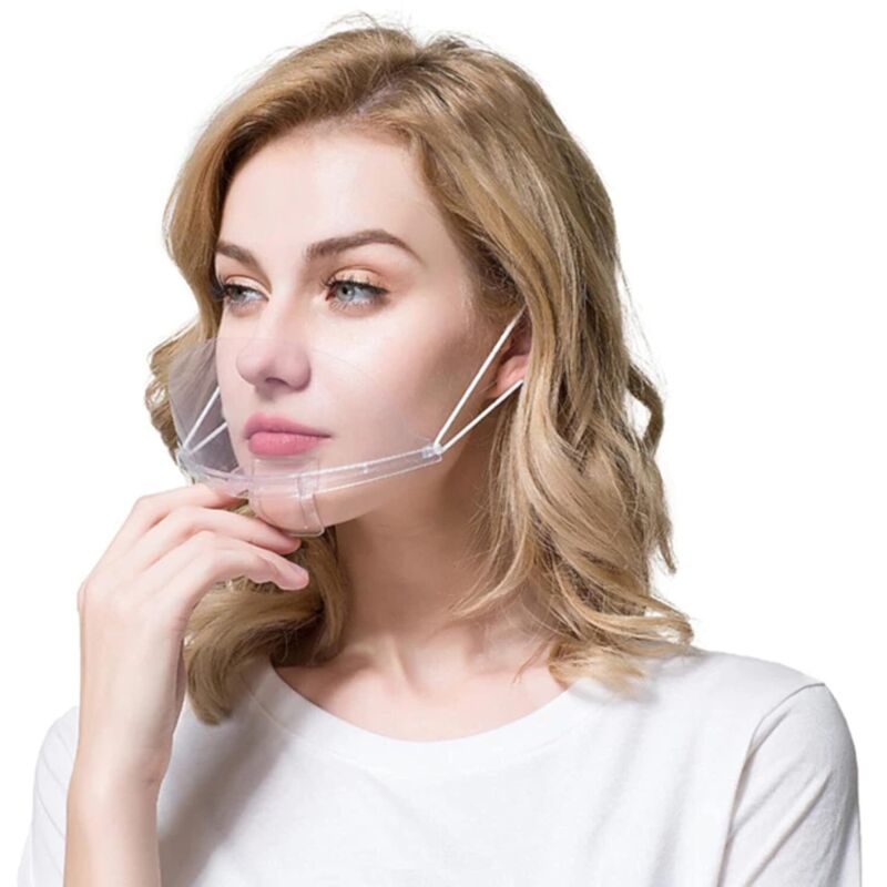 12 Stück Transparente Gesichtsmasken Mit Visier Für Nase Und Mund Mit Gummibändern Für Küchen, Köche, Restaurants Und Kosmetikstudios (12 Stück Transparent)