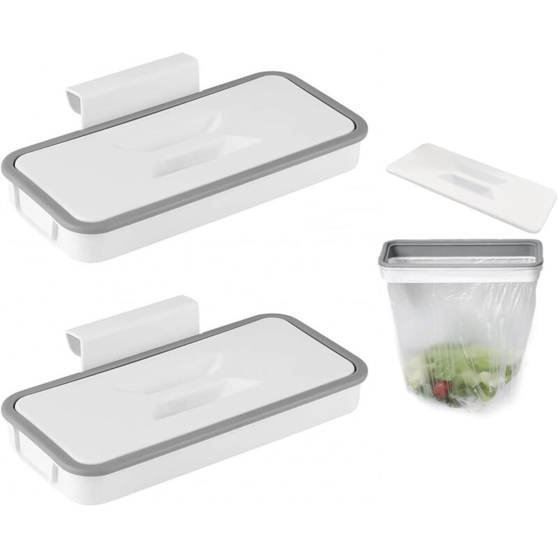 Set Mit 2 Müllbeutelhaltern, Campingzubehör, Hängemülleimer, Faltmülleimer, Küchenzubehör, Campingzubehör, Tragbarer Mülleimer Mit Deckel (weiß)