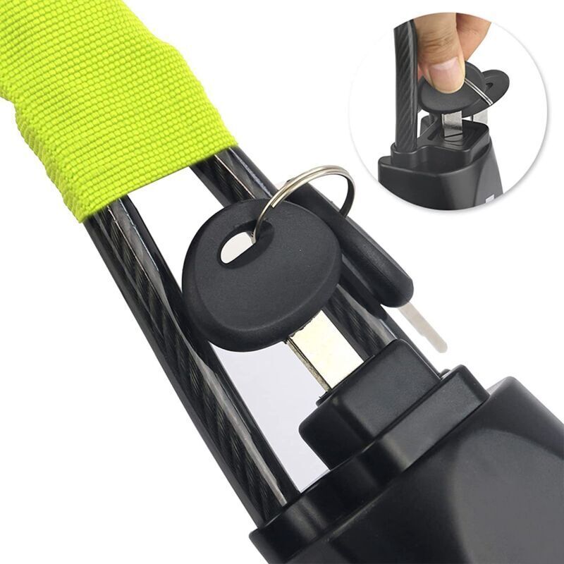 Antivol Voiture - Antivol De Volant Avec Serrure Pour Ceinture De Sécurité - Universel Ajustable, Câble Acier, 33 Cm, Jaune Fluorescent, 2 Clés