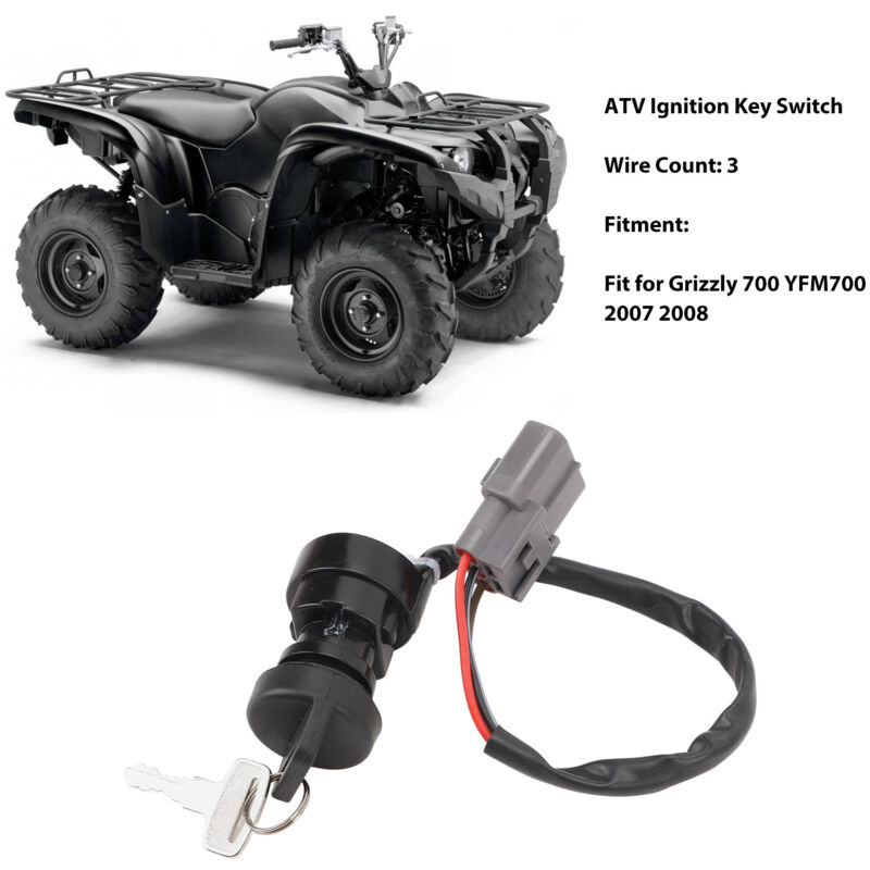 Interrupteur De Démarrage Atv À 3 Fils Avec Clé Pour Grizzly 700 Yfm700 2007-2008 - Abs Durable, 2 Clés
