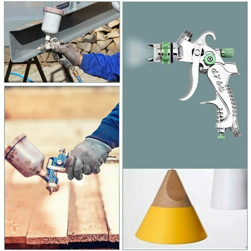 Pistolet À Peinture Hvlp Professionnel 600cc 1.4mm 1.7mm 2.0mm Kit Avec 3 Buses Et Boîte De Rangement