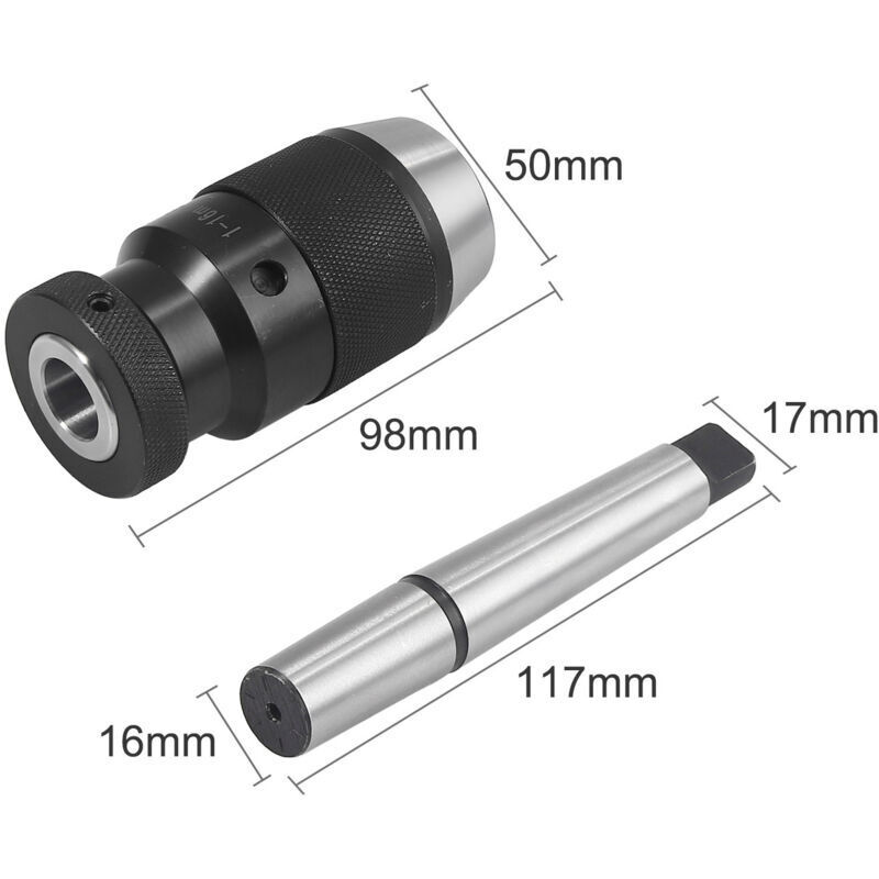 Mandrin De Perceuse Sans Clé 1-16mm Mt2 + Arbre Joint B18, Mandrin Auto-serrant Avec Cône Morse