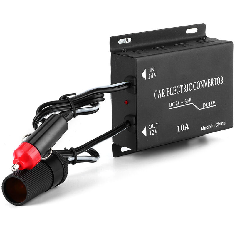 Convertisseur De Tension Voiture 10a 24v Vers 12v Alimentation Transformateur Abaisseur Noir Aluminium Pour Camping-car Camion Yacht