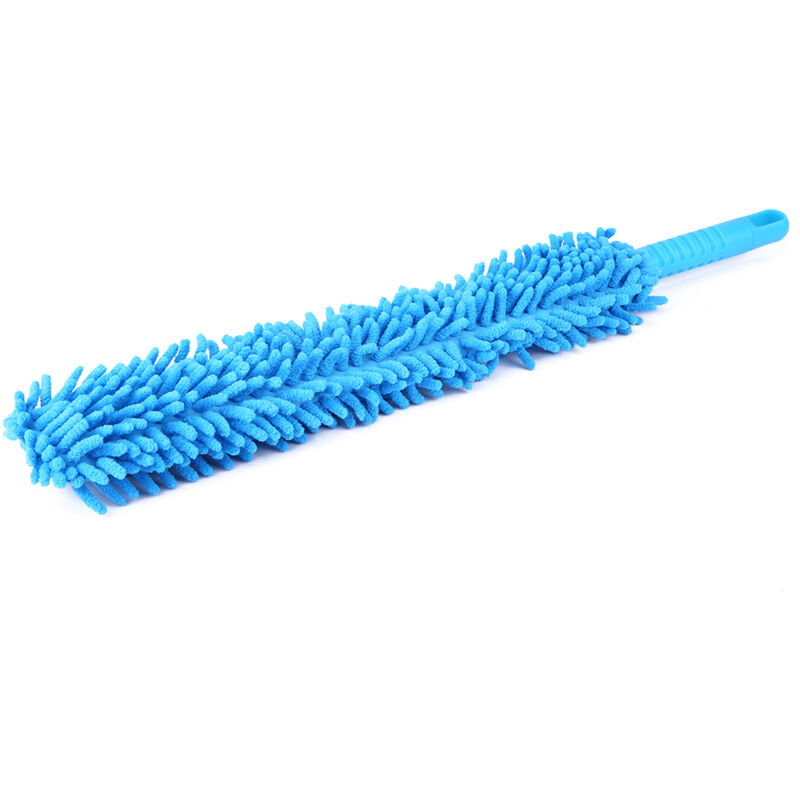 Brosse De Nettoyage Microfibre Pour Voiture Et Jantes - Manche Flexible Et Doux, 56 Cm, Bleu