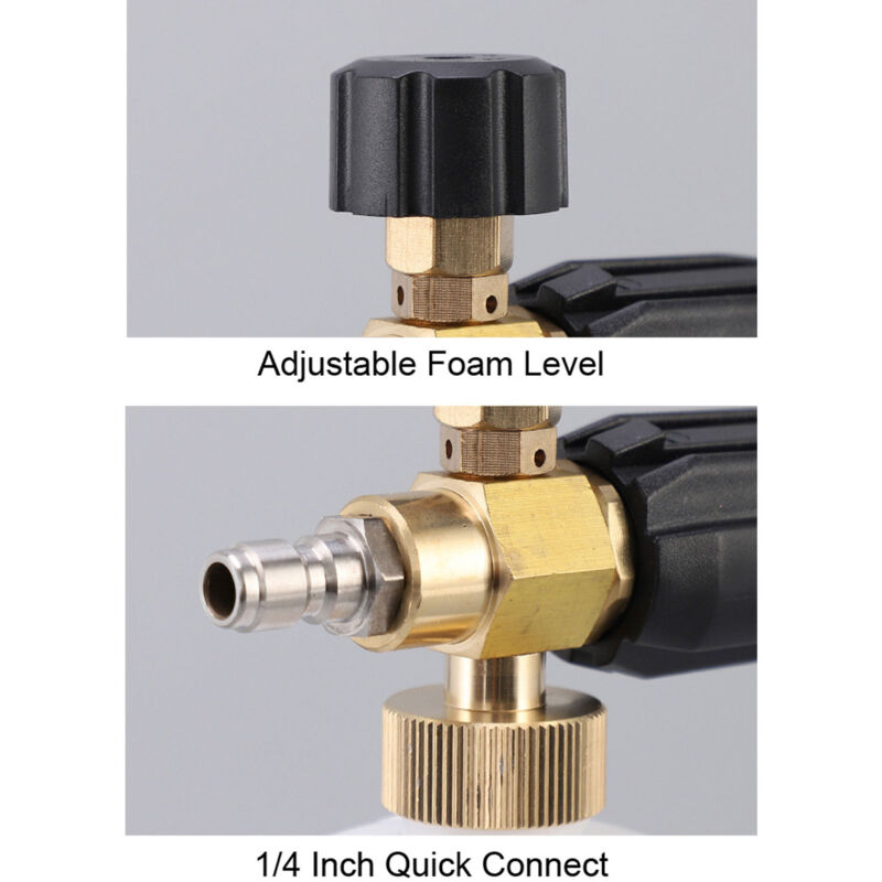 Pistolet À Mousse Pour Nettoyeur Haute Pression 1/4 Pouce Quick Connect Avec Buse Réglable Et Orifices Supplémentaires 1.1mm - Canon À Mousse Pour Voiture Et Moto - Bouteille 1000ml