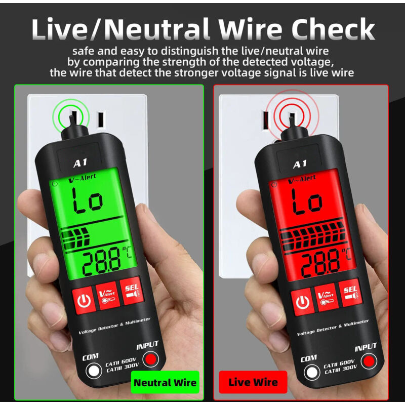 Multimètre Numérique A1 Multimètre Intelligent Avec Détection De Fils Vivants, Ncv Et Lampe Torche - Test De Tension Automatique Ac/dc